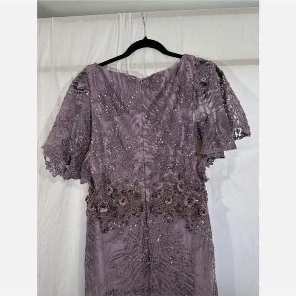 NEW $798 Mac Duggal [ 8 ] Flutter Embellished Lace Gown Vintage Liliac‎ Purple - Picture 14 of 16
